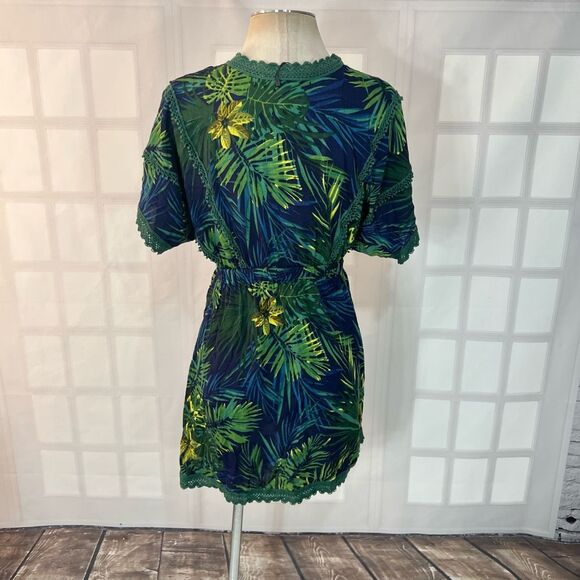 🔥🔥5 for $25🔥🔥 America & Beyond Green Tropical Surplice Mini Swim Suit Cover Up - Picture 8 of 13